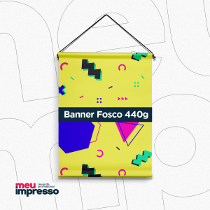 Banner 440G Fosco Lona 440g Personalizado 4x0 Fosco Bastão de Madeira, Ponteira e Corda 300x500 (18x12)